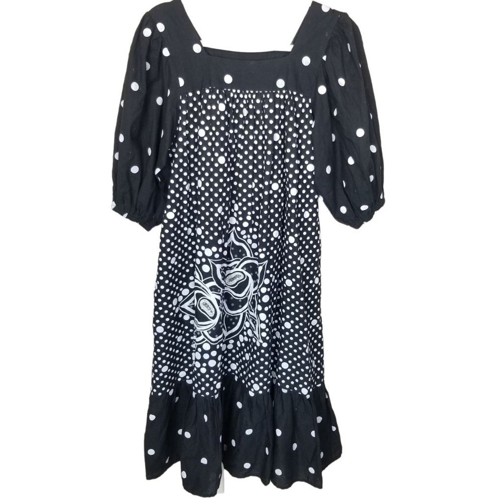 VTG Ramona Rull Womens P Black Floral Polka Dots P